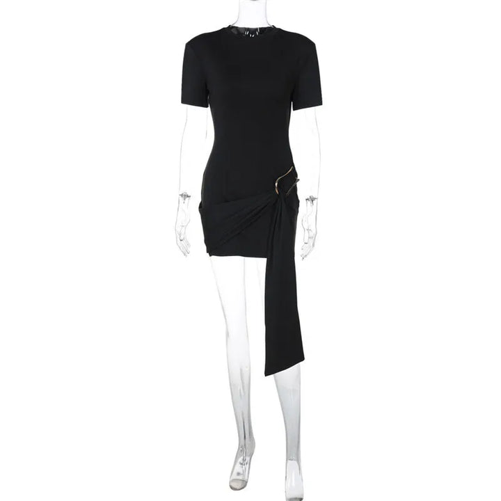 Specially designed mini dress with buckle and train decoration - Morgan