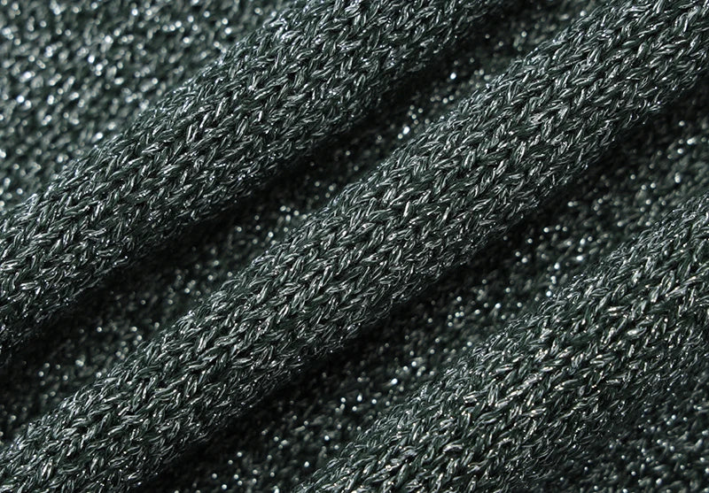 שמלת מיני סרוגה נצנצים צווארון נופל גב פתוח - קסם