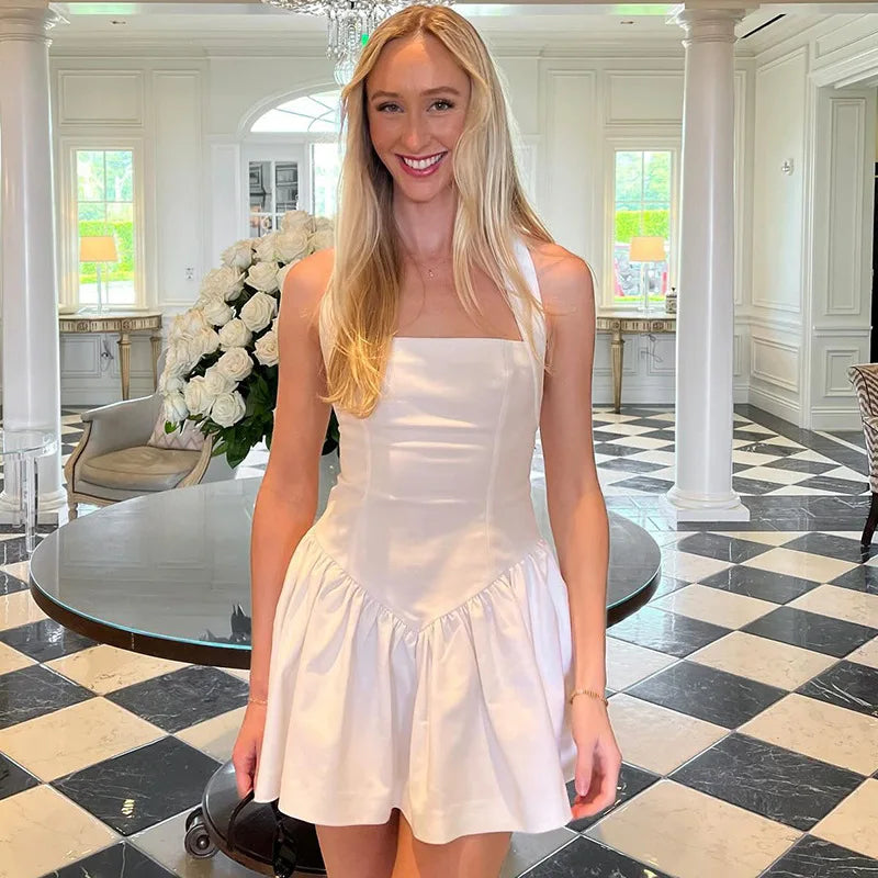 שמלת מיני בגזרת A סגירה בצוואר - סהר