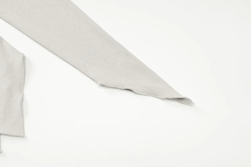 חליפת שני חלקים סרוגה חולצת כתפיים חשופות בגזרה אסימטרית ומכנסיים ארוכים - ROZIE