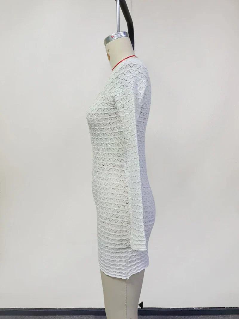 שמלת חוף מיני סרוגה בעיטור חרוזי עץ - Marisol