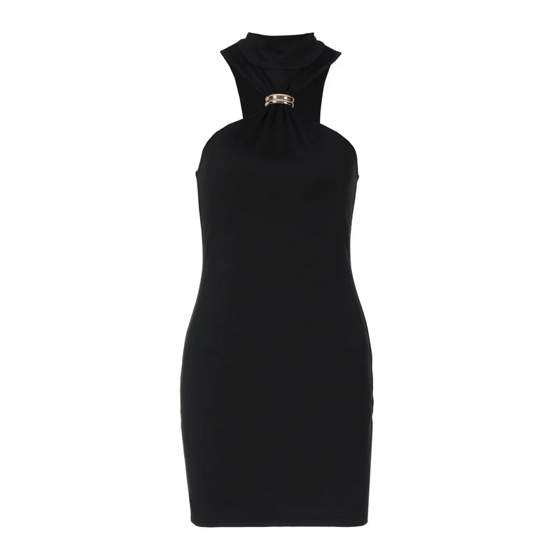 שמלת מיני קולר צווארון גולף בעיטור אבזם - איילין