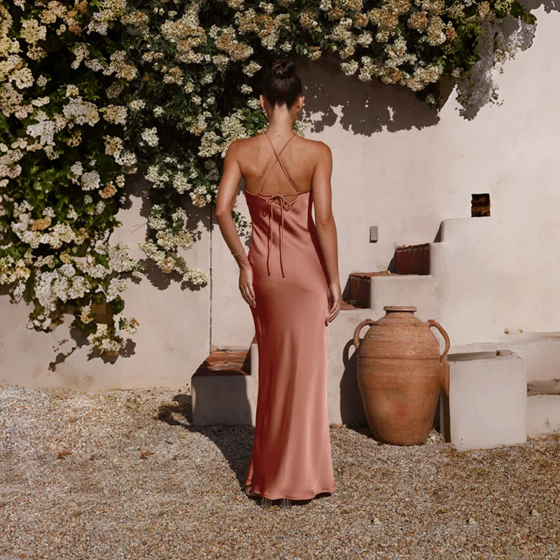 שמלת מקסי סאטן אלגנטית - קלייר