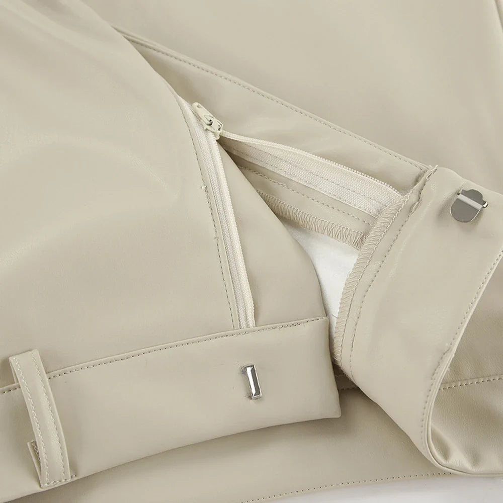 חצאית מקסי דמוי עור בעיצוב שסע - MAGEN