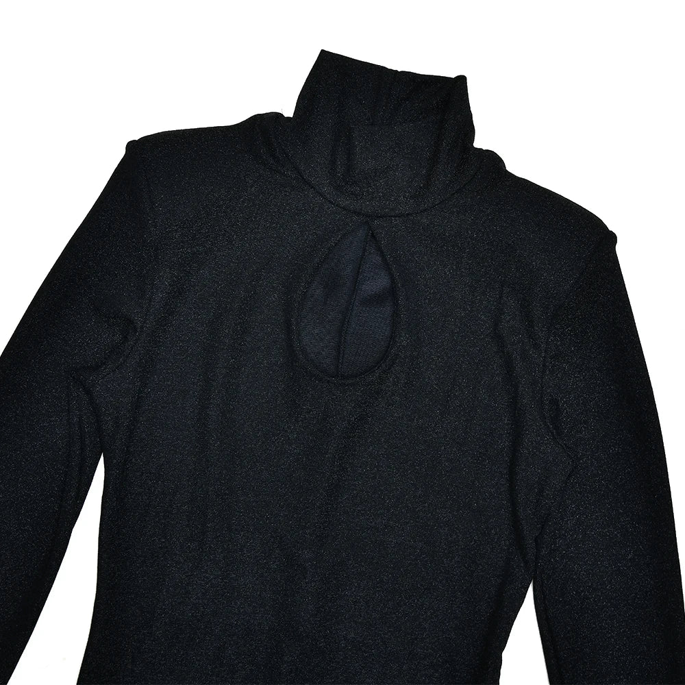 שמלת מקסי נצנצים צווארון גולף בעיטור פתח - Elliana