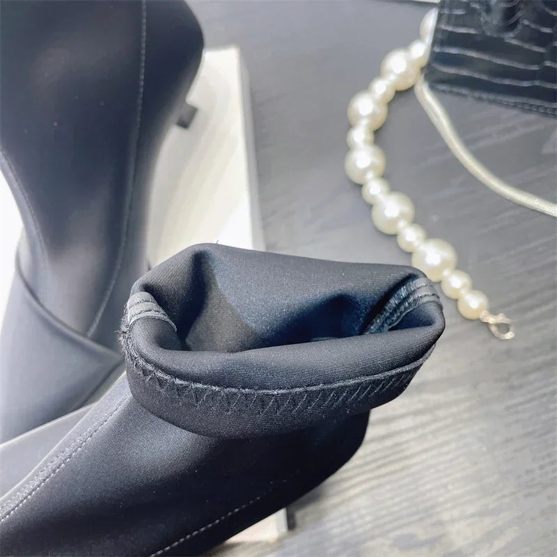 Silk satin pointed toe boots - Liran