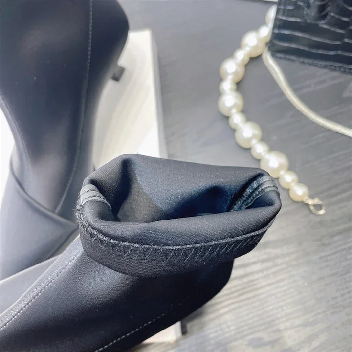 Silk satin pointed toe boots - Liran