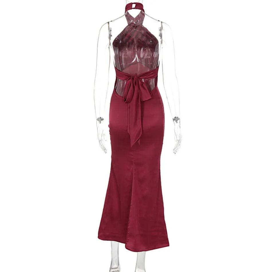 שמלת מקסי אלגנטית בעיצוב קרוס גב פתוח - רייצ'ל