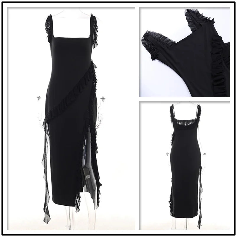 שמלת מקסי בעיטור מלמלה בעיצוב שסע - יהליה