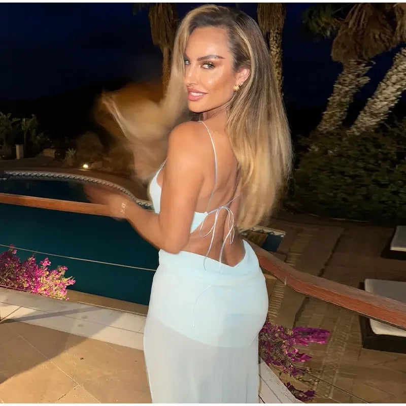 שמלת מקסי בעיצוב מיוחד בעיטור שסע - לימסול