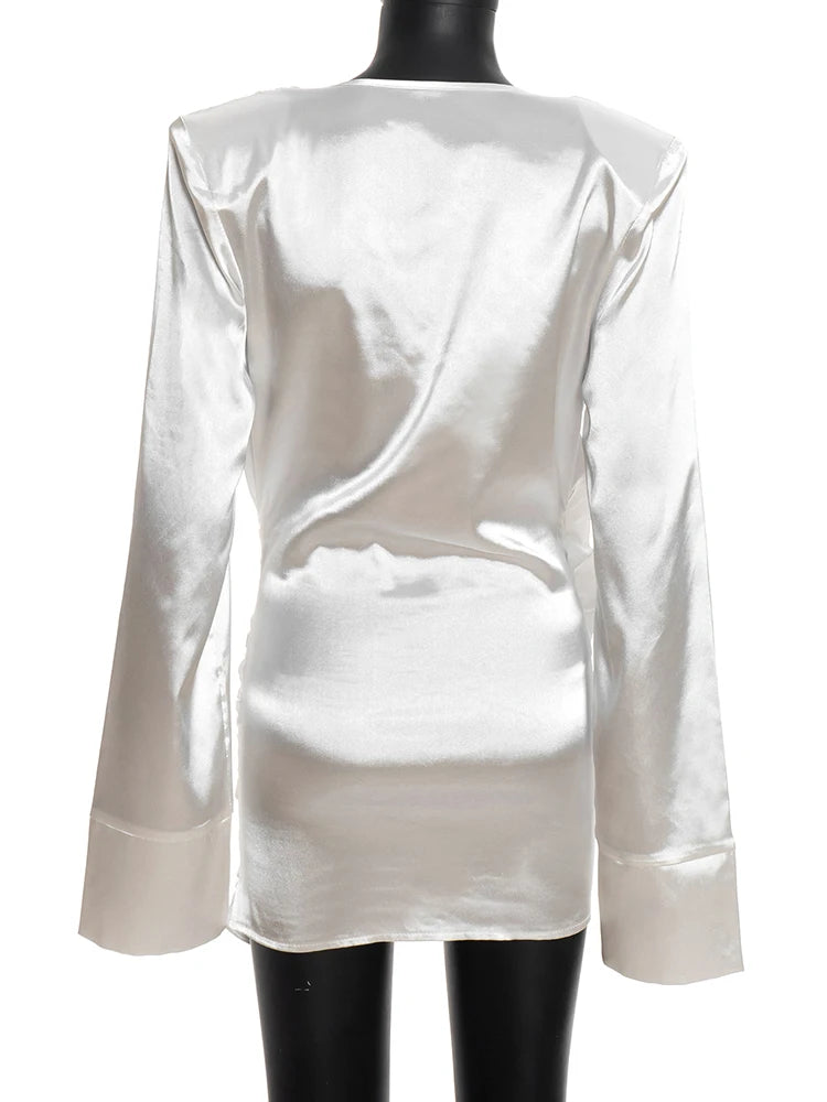 Pleated satin mini dress - Roxana