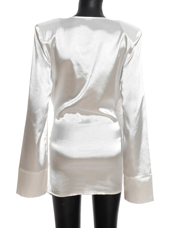 Pleated satin mini dress - Roxana