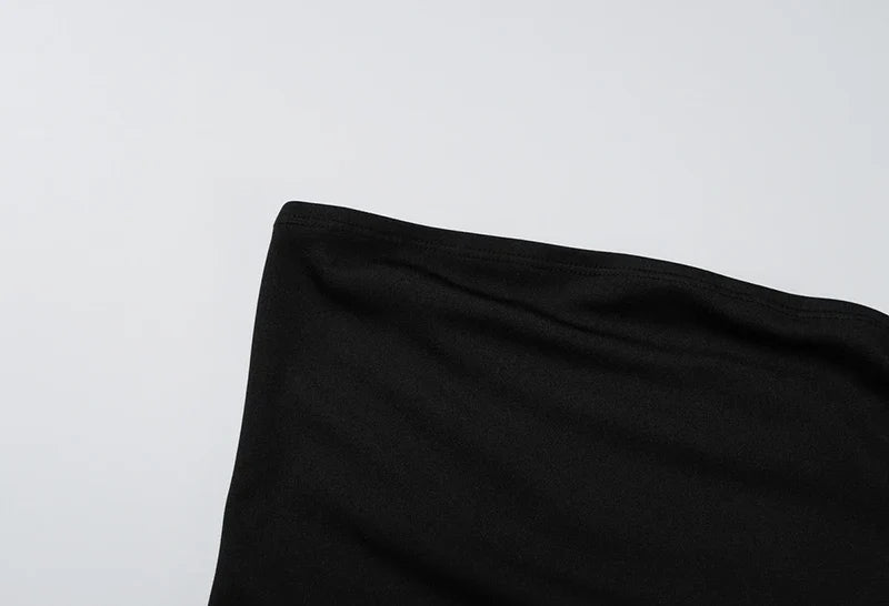 שמלת מקסי סטרפלס בעיצוב סאטן - מרינה