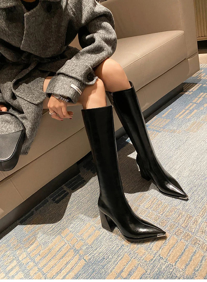 High heeled leatherette boots - Sally