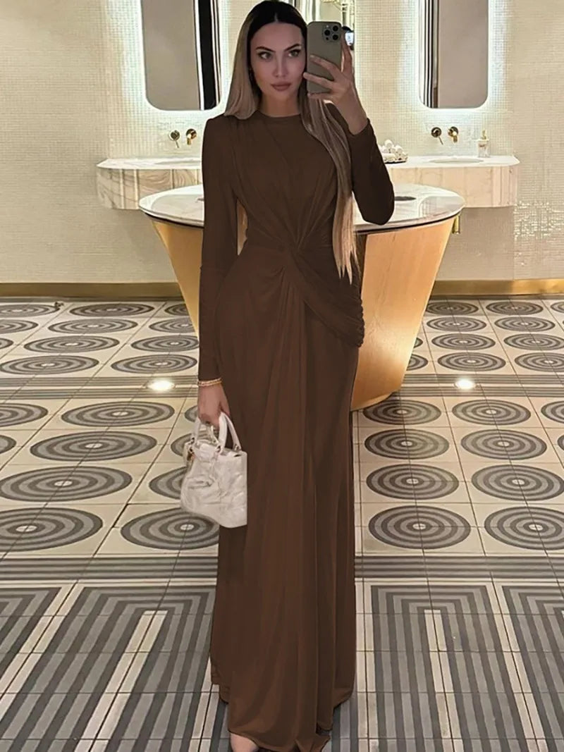 שמלת מקסי בעיטור קיפולים - Noelle