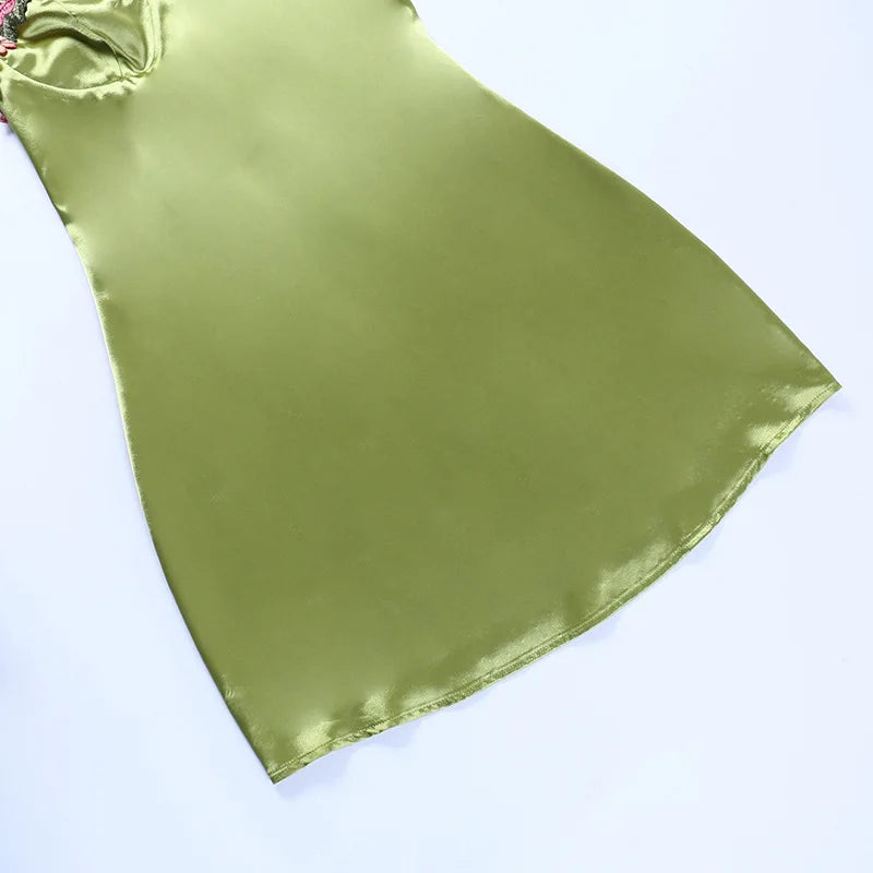 שמלת מיני סאטן בעיטור פרחים - סארין