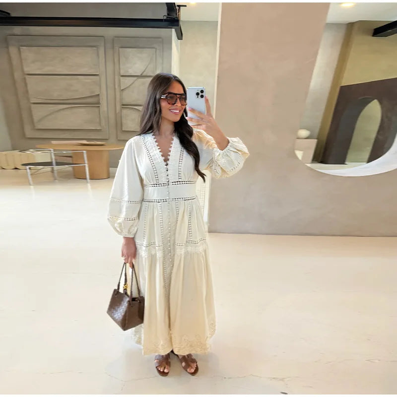 שמלת מקסי שיפלי בעיטור כפתורים - רעיה