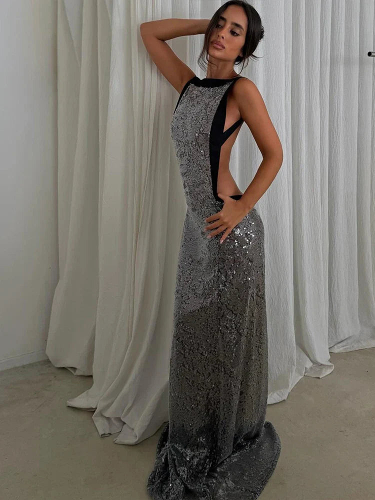 Open Back Sequin Maxi Dress - Lexi