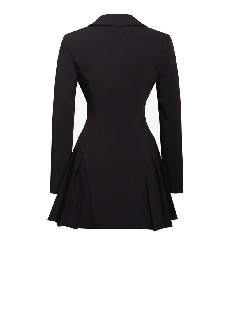 שמלת מיני מחויטת בעיטור כפתורי יהלומים - EMMA