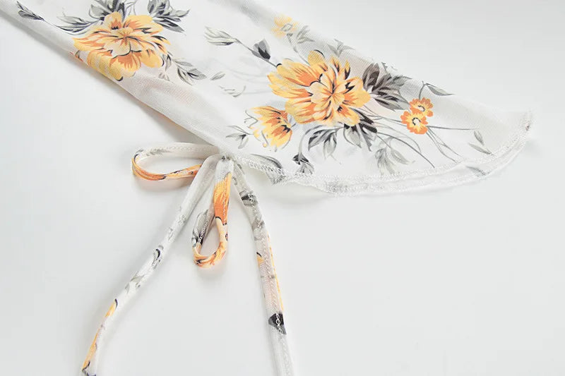 שמלת מיני שיפון פרחונית מלמלה - מרי לין