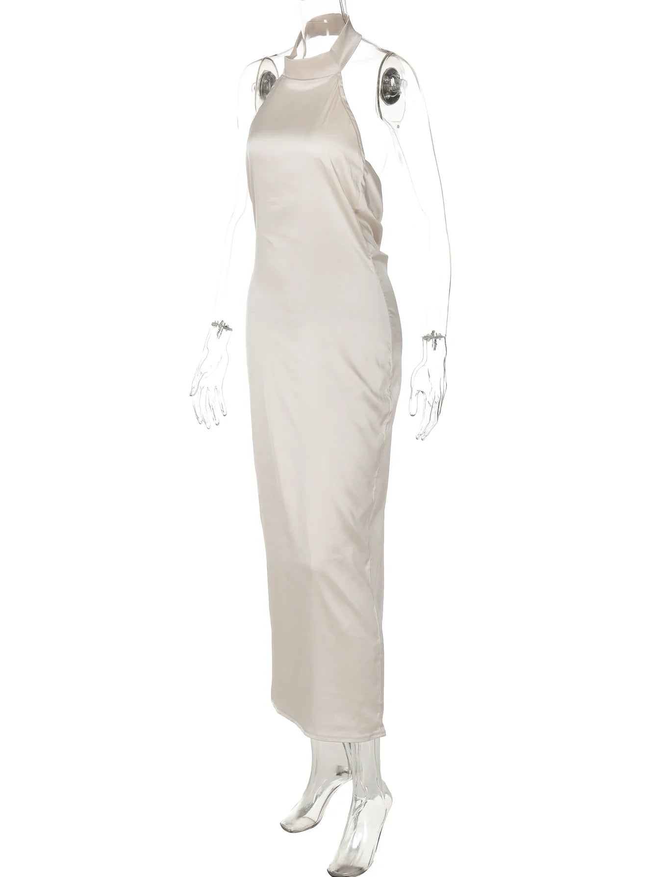 שמלת מקסי סאטן קולר גב פתוח - Lilly