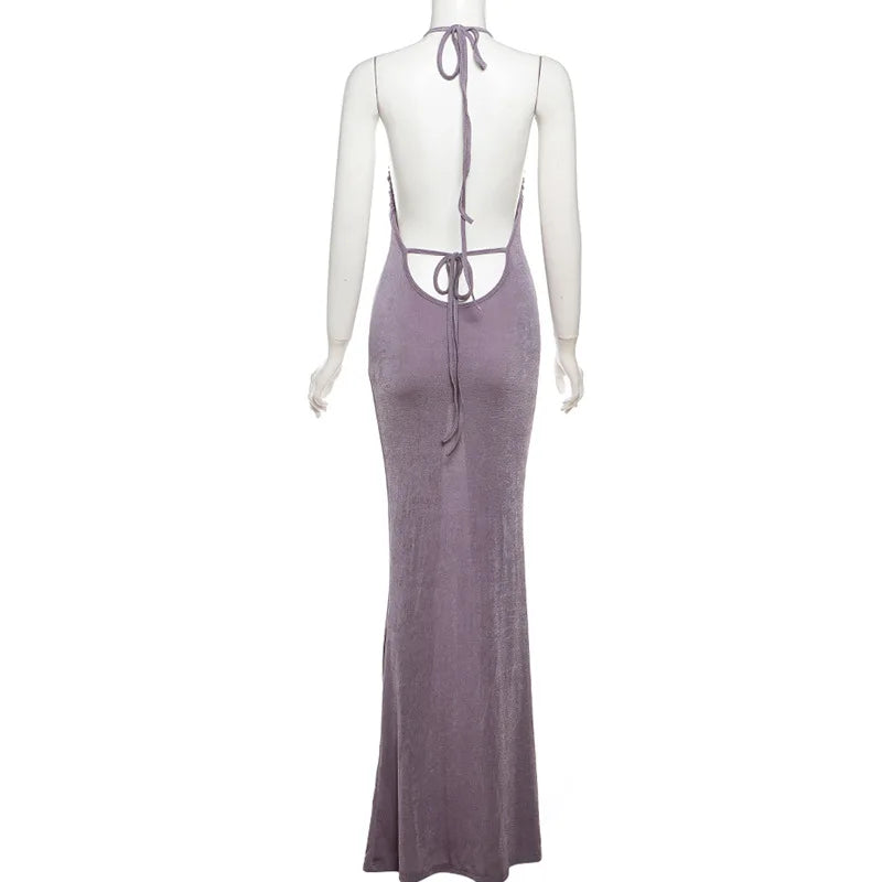 שמלת מקסי גב פתוח בעיצוב מיוחד - עמליה