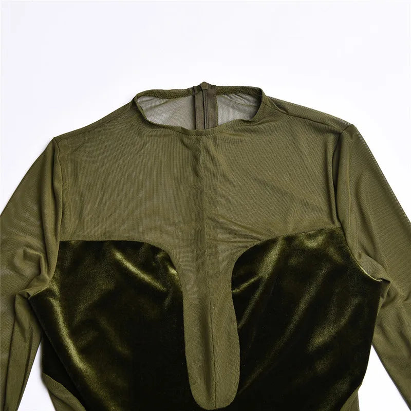 שמלת מקסי קטיפה בעיצוב רשת - סער