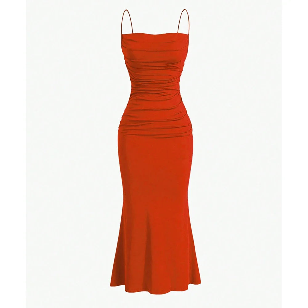 שמלת מקסי אלגנטית כתפיות ספגטי - Emberly