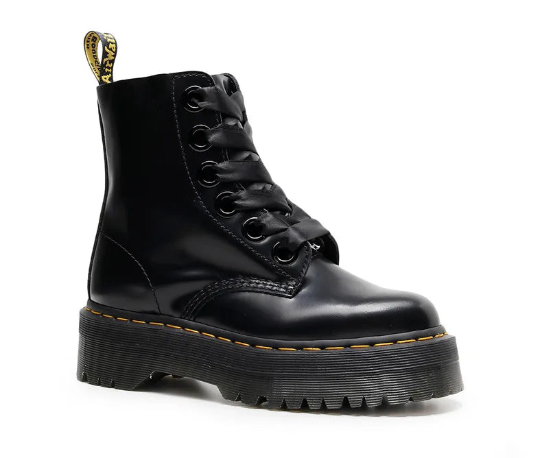 Satin lace-up leather boots - Winnie
