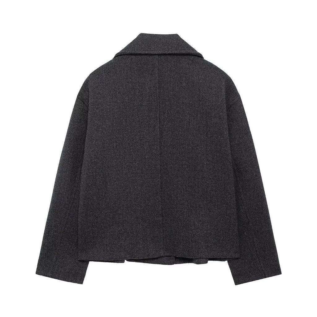 מעיל צמר קצר סגירת כפתורים - וולה