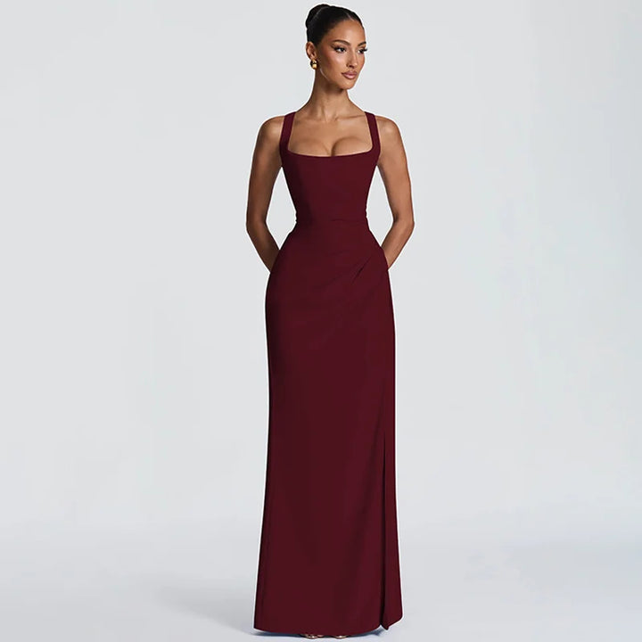 Elegant maxi dress with a slit design - Ian