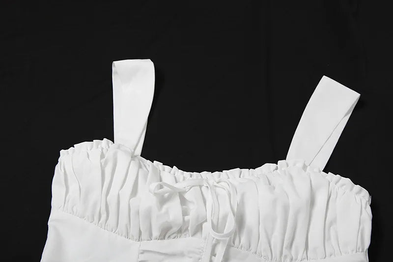 שמלת מיני לבנה בגזרת A בעיצוב כפרי - AYLIN