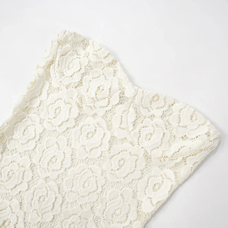 שמלת מיני סטרפלס תחרה מלמלה - Cecelia