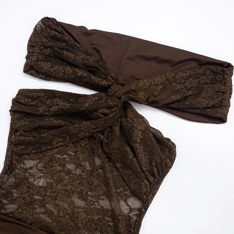 Off-the-shoulder maxi dress with lace design - LINI