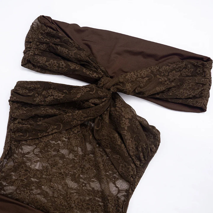 Off-the-shoulder maxi dress with lace design - LINI