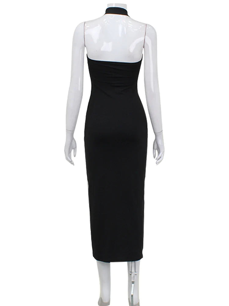 שמלת מקסי צמודה בעיצוב קרוס גב פתוח - Sylvie