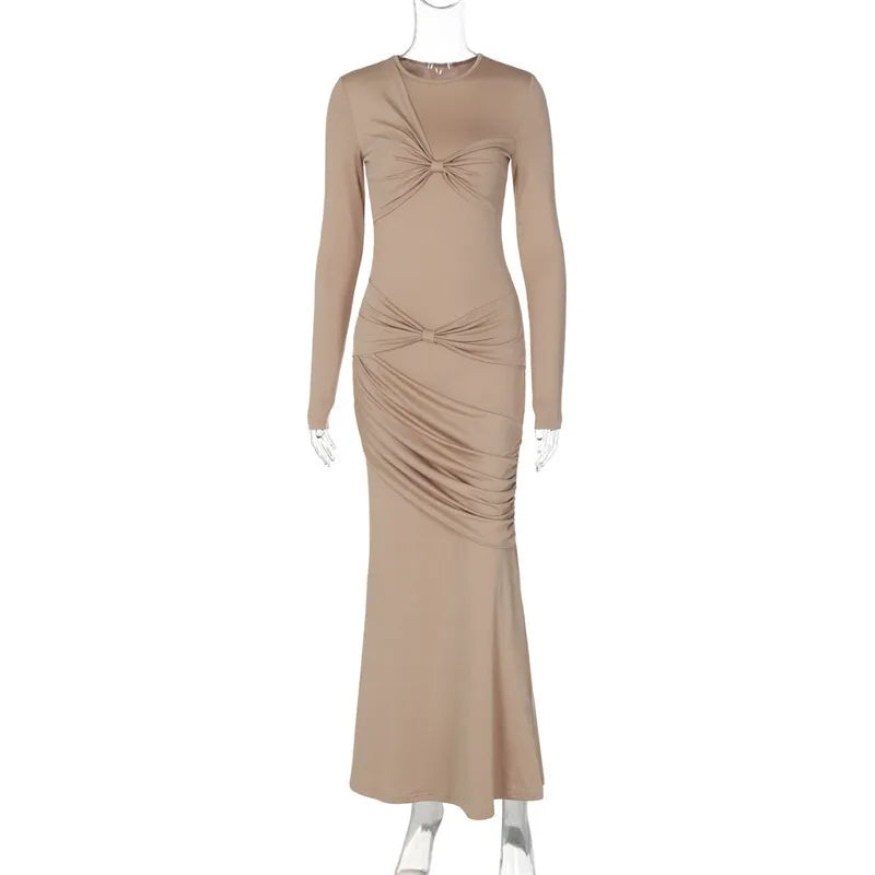 שמלת מקסי בעיצוב קיפולים - פסי