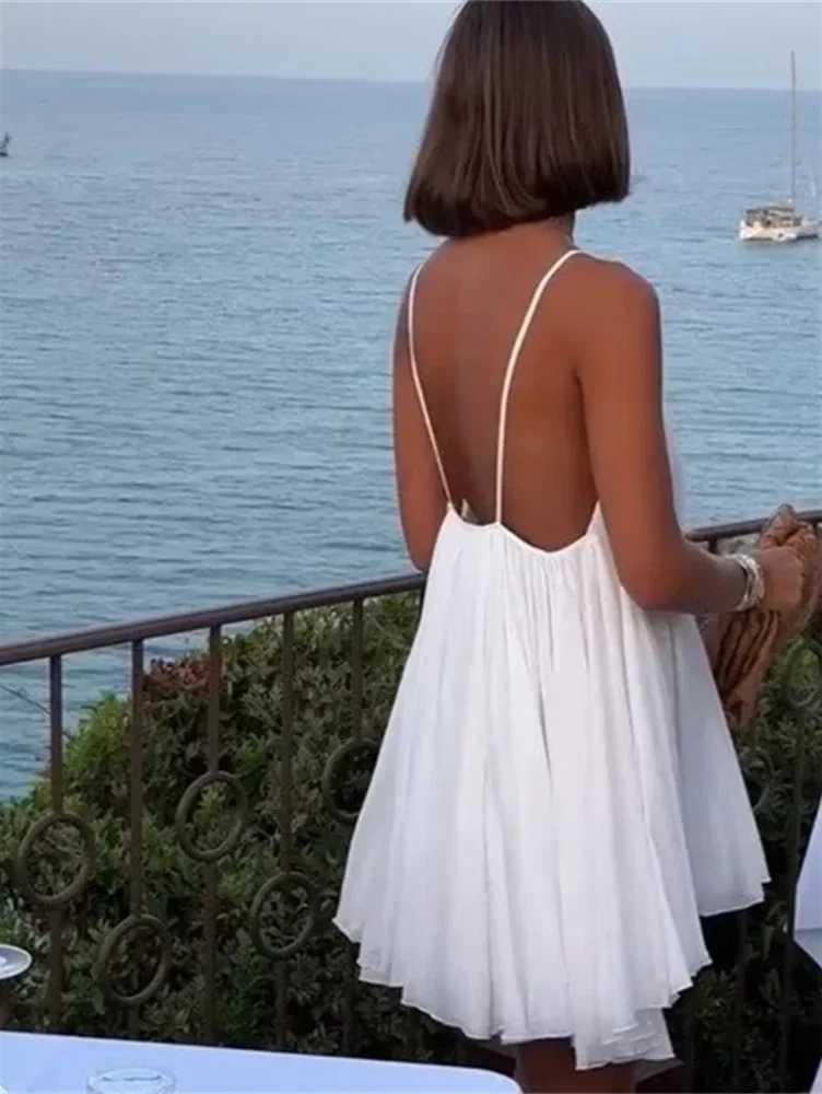 שמלת מיני שיפון מלמלה גב פתוח - פנלופה