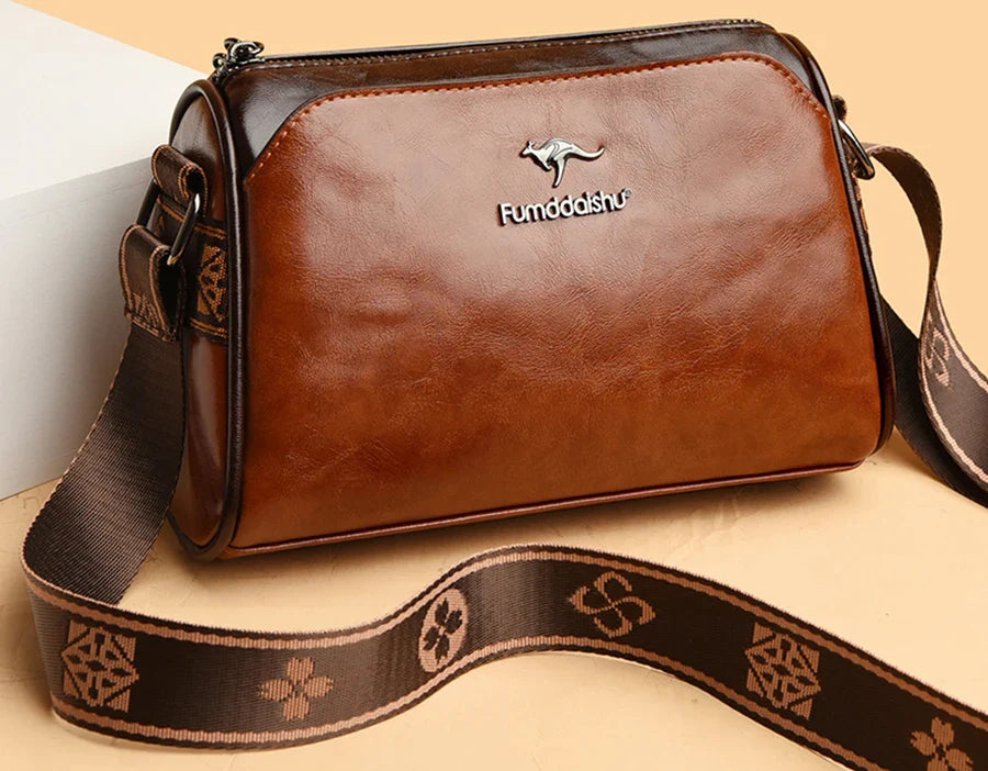 Faux leather bag with strap design