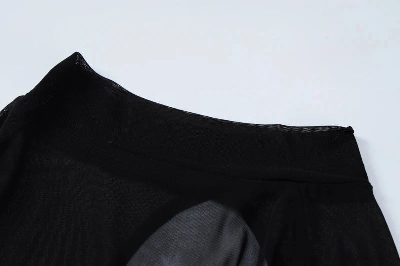 שמלת מקסי קטיפה סטרפלס בעיצוב מחוך בעיטור שרוולון רשת נוצות - Elaina