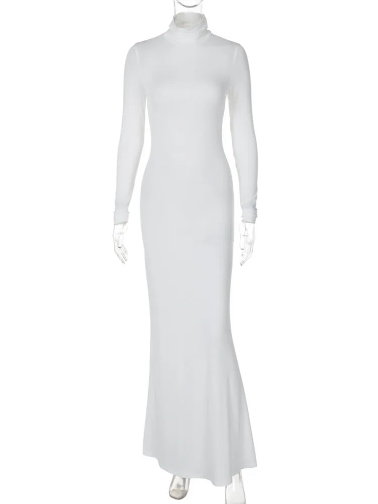 שמלת מקסי צנועה צווארון גולף - CALA