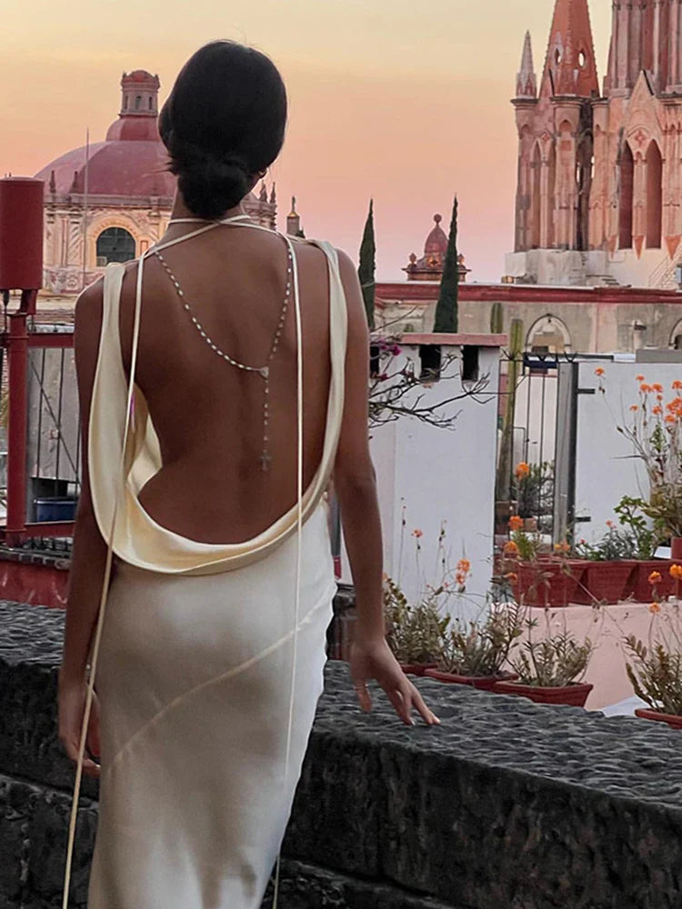 שמלת מקסי סאטן - עלית