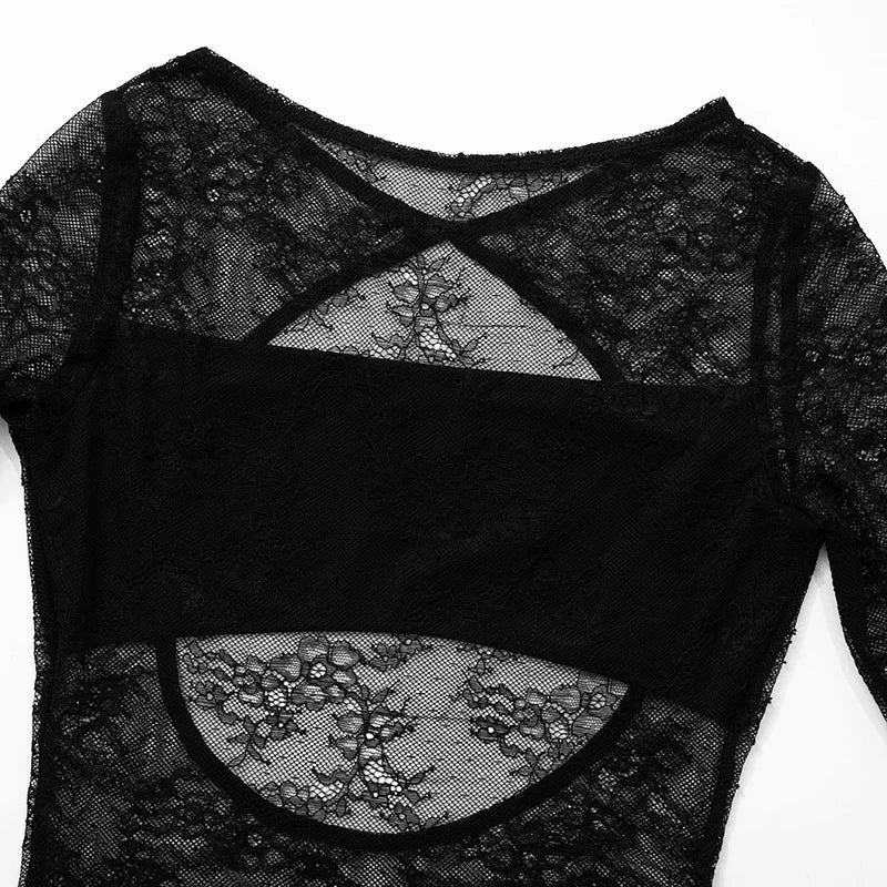 שמלת מיני תחרה גב פתוח בעיצוב קיפולים - תבל אור