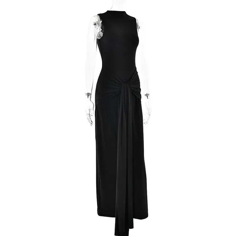 שמלת מקסי בעיצוב קשירה וכיווצים - SIS