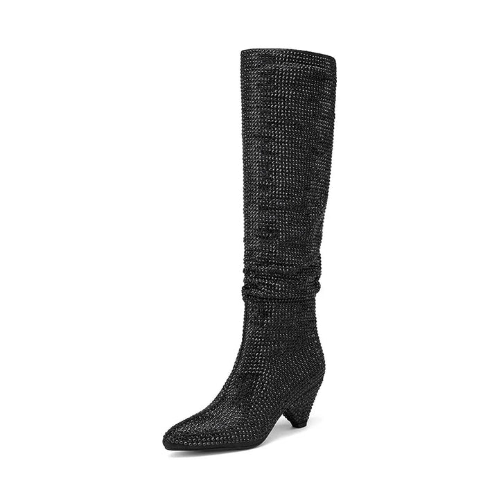 Heeled boots with glittering rhinestones - Daisy