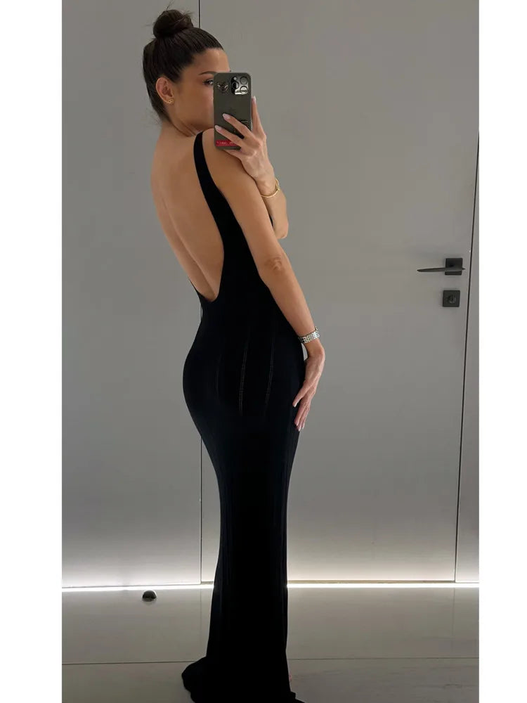 שמלת מקסי סרוגה גב פתוח - Maliyah