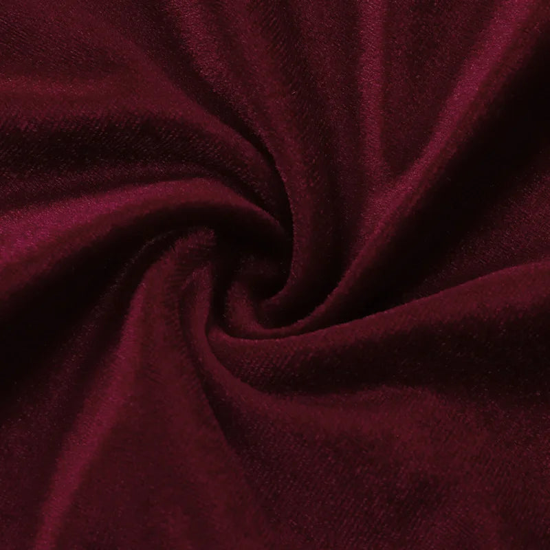 שמלת מידי קטיפה בעיטור קיפולים כתפיים חשופות שרוולי רשת - Johanna