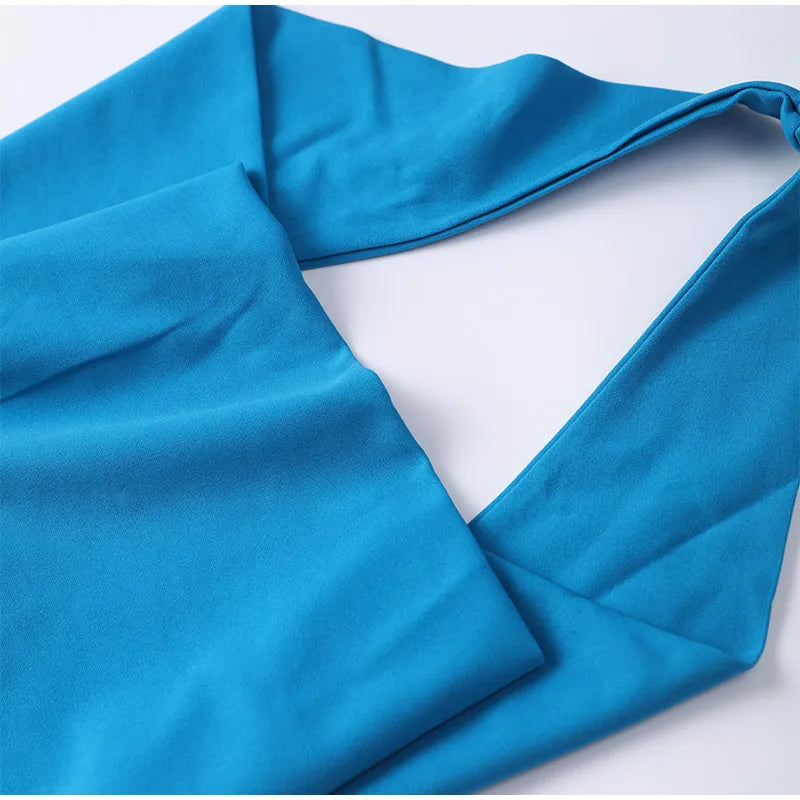 שמלת מקסי מחשוף עמוק צווארון נופל - פולה