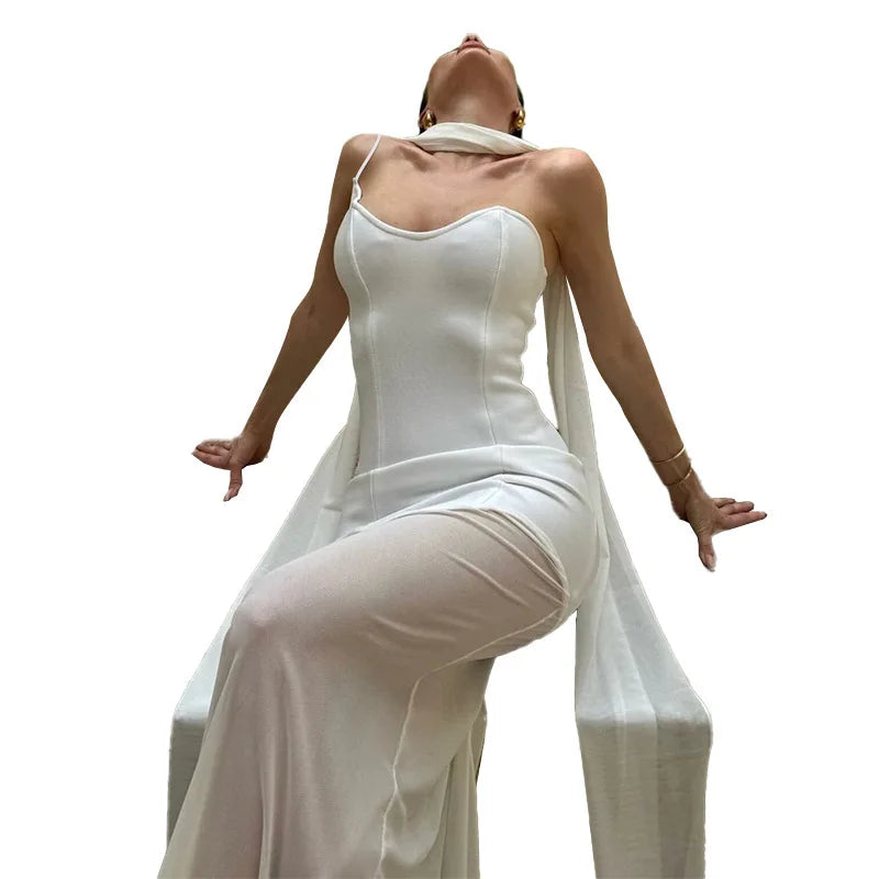 שמלת מקסי כתפייה אחת בעיצוב שיפון - מלאניה