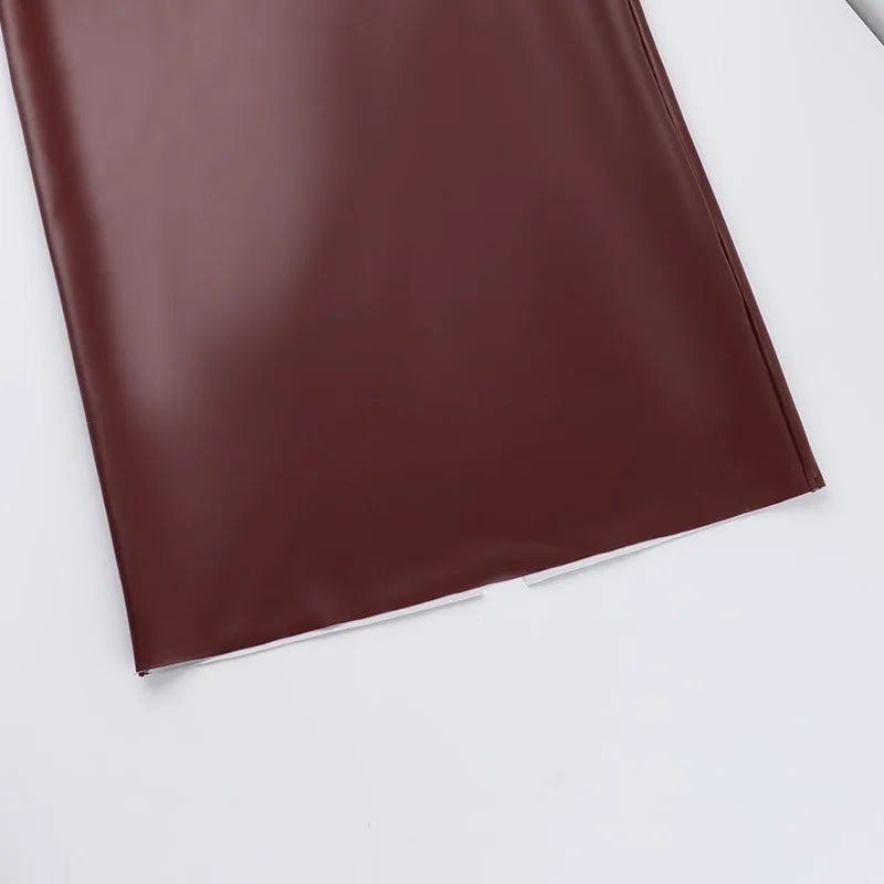 שמלת מקסי דמוי עור צמודה - פיקסי